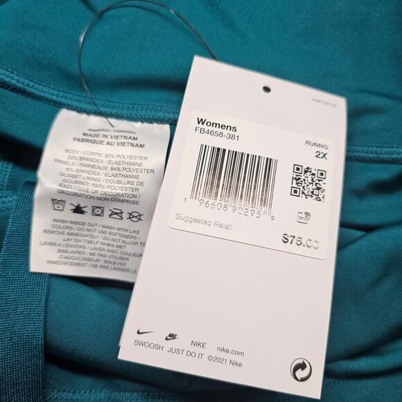 Nike Fast Leggings Women 2X Mid Rise 7/8 Blue Tight Fit Gym Workout Running - Picture 9 of 9